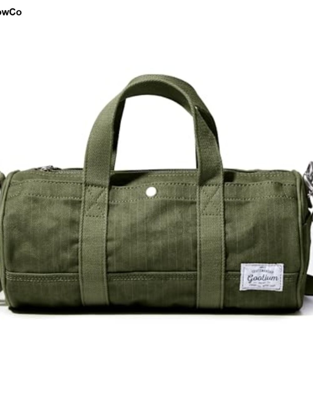 Washed Cotton Canvas Herringbone Mini Duffle Crossbody Bag